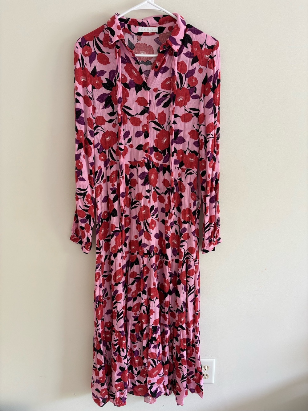 Karlie Pink Midi Dress Floral Print Size Small Back to School Teacher